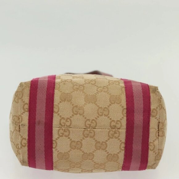 GUCCI GG Canvas Sherry Line Tote Bag Beige Gold Auth 140181 - Picture 6 of 16